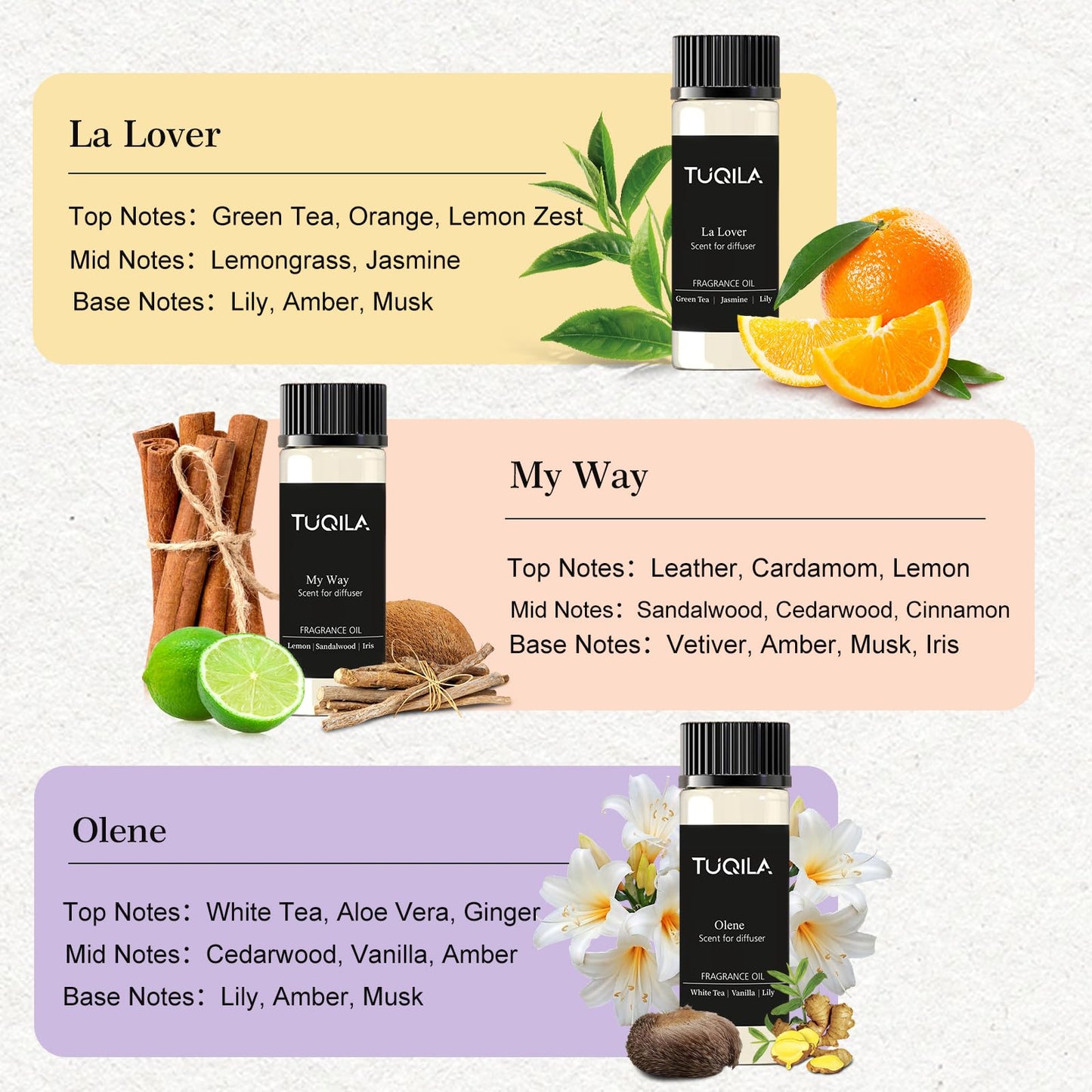 Tuqila Hotel Luxury Waterless Diffuser Essential Oil Set (10x20 mL) – 10 Bottles