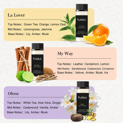 Tuqila Hotel Luxury Waterless Diffuser Essential Oil Set (10x20 mL) – 10 Bottles