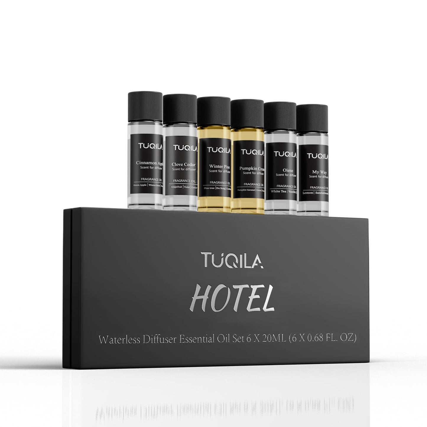 Tuqila Waterless Diffuser Oil Set (6x20ml) – Luxury Hotel Scents for Home, Office & Car
