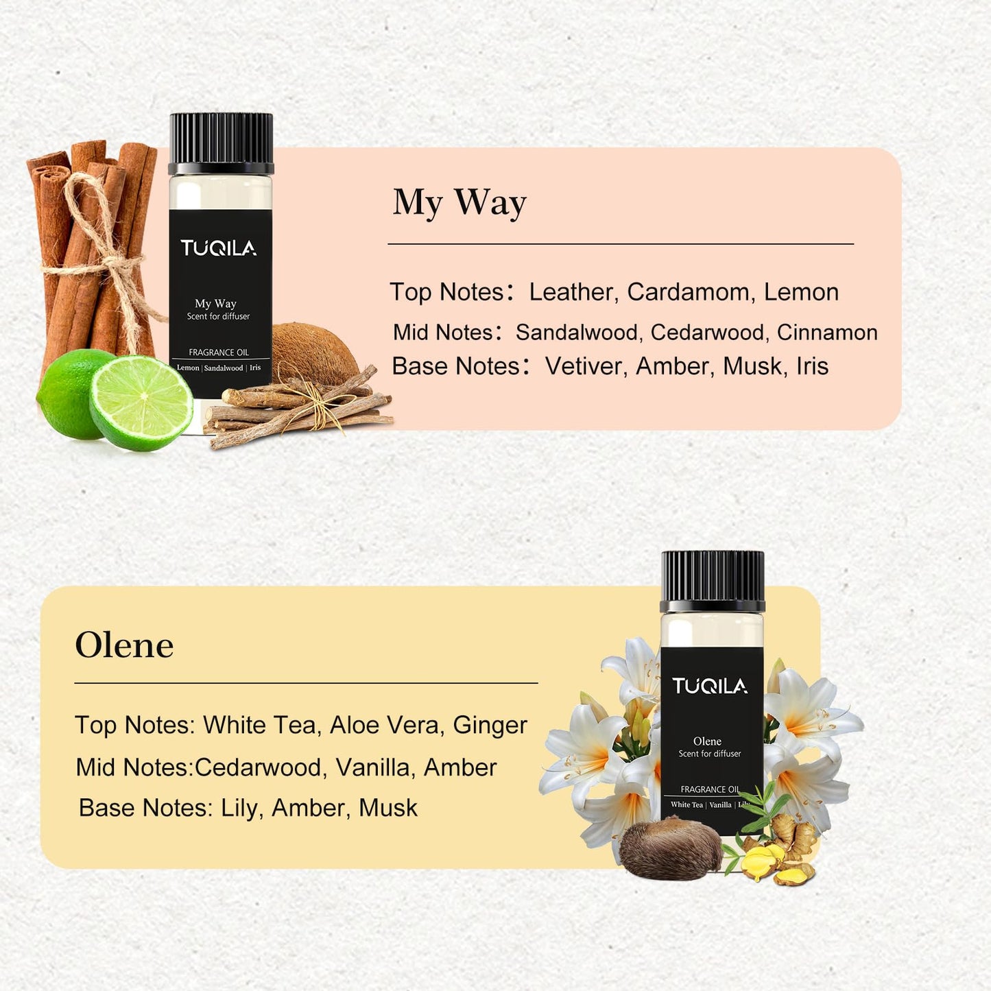 Tuqila Waterless Diffuser Oil Set (6x20ml) – Luxury Hotel Scents for Home, Office & Car