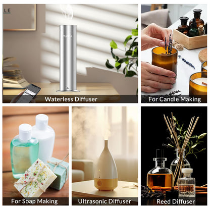 Tuqila Waterless Diffuser Oil Set (6x20ml) – Luxury Hotel Scents for Home, Office & Car