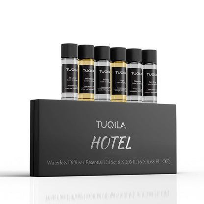 Tuqila Waterless Diffuser Essential Oil Set - 6x20mL, Hotel Luxury Scents