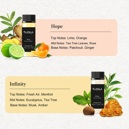 Tuqila Waterless Diffuser Essential Oil Set - 6x20mL, Hotel Luxury Scents
