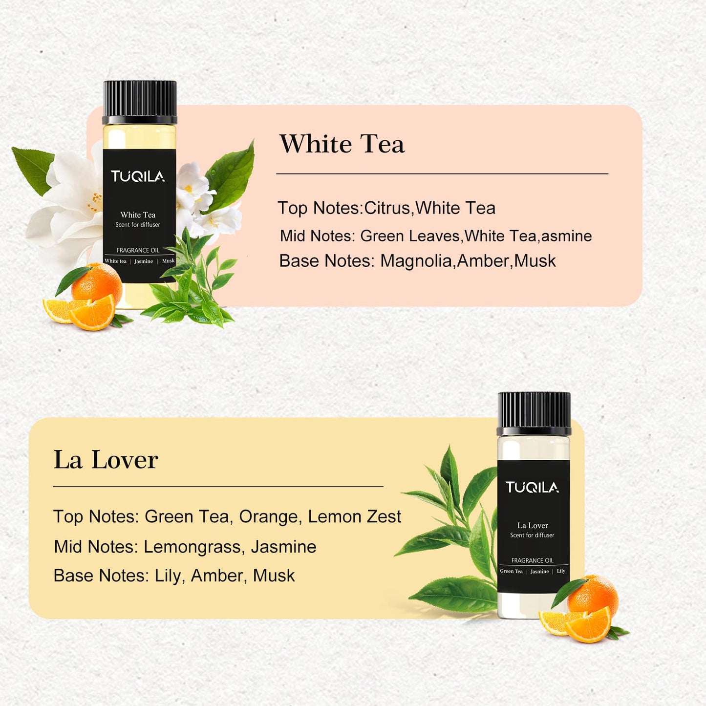Tuqila Waterless Diffuser Essential Oil Set - 6x20mL, Hotel Luxury Scents