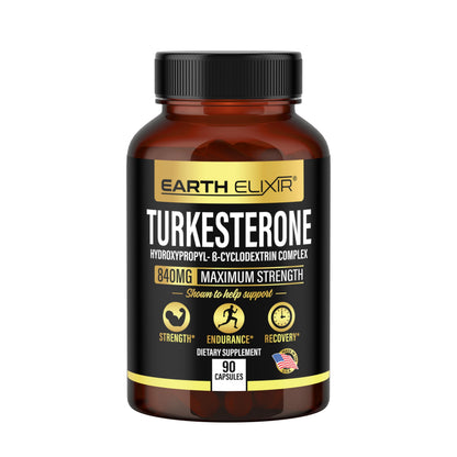 Turkesterone 840 mg – Natural Testosterone Support - 100% Pure Turkesterone Supplement for Men & Women - Ajuga Turkestanica Extract - Made in USA & 3rd Party Tested for Strength, Energy & Vitality