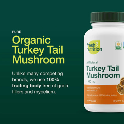 Fresh Nutrition Organic Turkey Tail Mushroom Extract – High Beta Glucans, 2-Pack, 180 Vegan Capsules BritishVita | Premium UK Vitamins & Wellness Supplements
