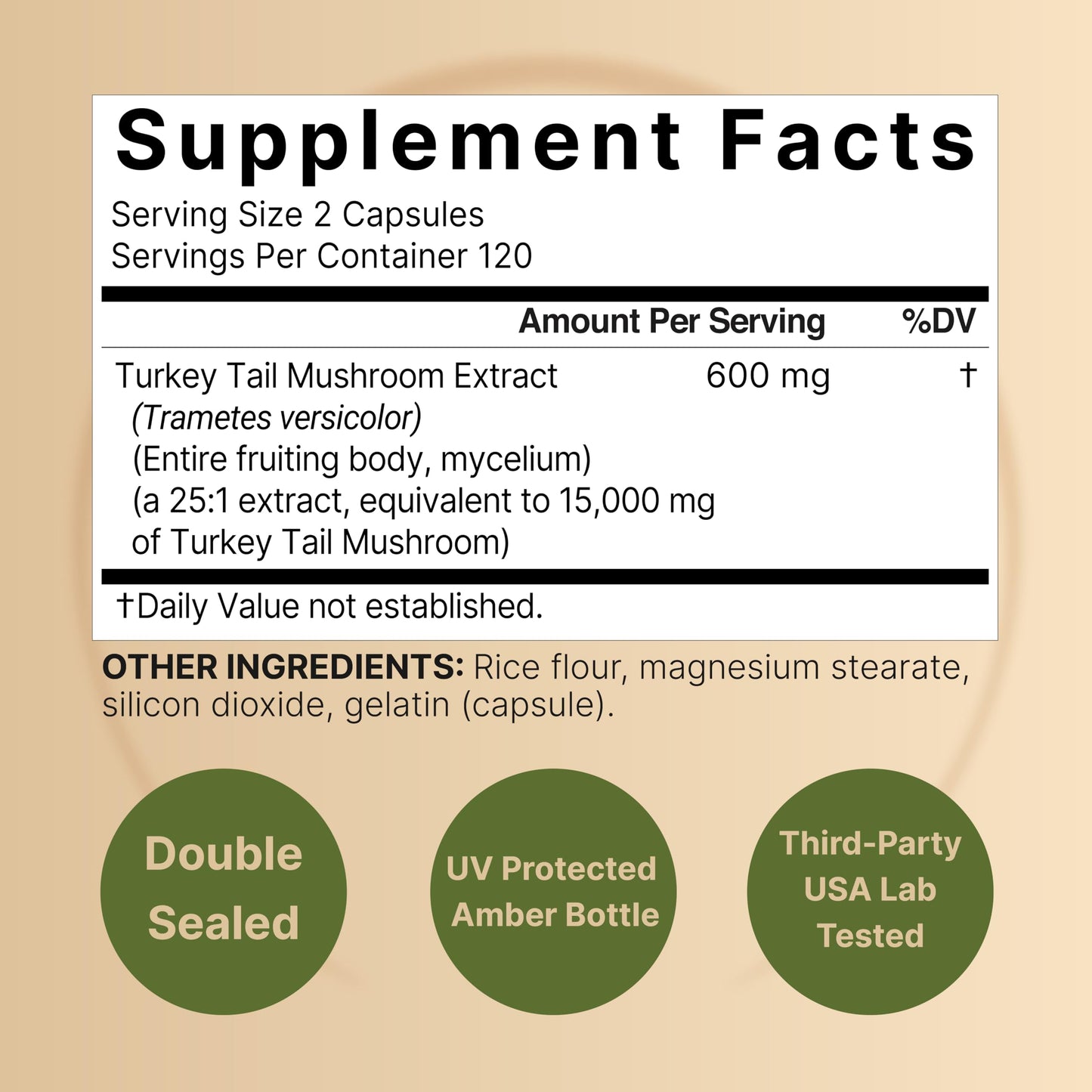 NatureBell Turkey Tail Mushroom Capsules – 15,000mg per Serving | 240 Count | 25:1 Extract for Immune & Brain Health