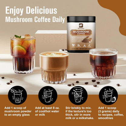 2Pack Mushroom Coffee - Lion's Mane & Cordyceps Blend for Immune Support & Focus