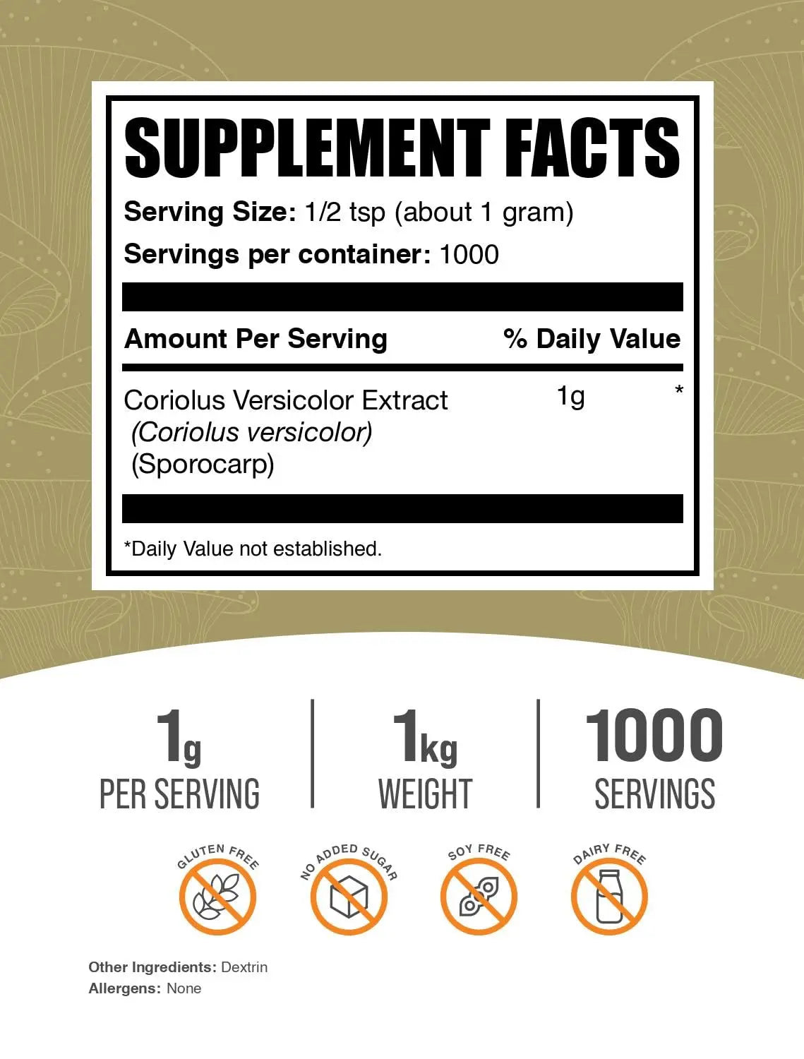 BulkSupplements Turkey Tail Mushroom Extract Powder – Coriolus Versicolor, Vegan & Gluten Free, 1kg BritishVita | Premium UK Vitamins & Wellness Supplements