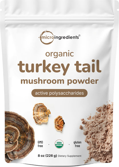 Turkey Tail Mushroom Powder 50:1 Extract - 8 oz Organic Freeze-Dried | Immune Support & Cellular Health (Pet Friendly)