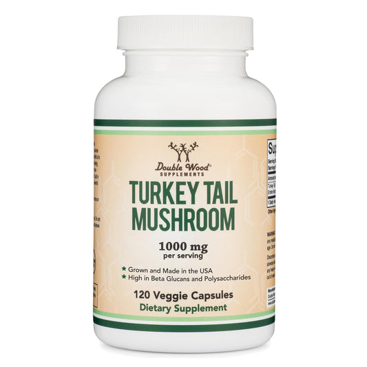 Turkey Tail Mushroom Supplement - 120 Capsules (2 Month Supply) | Double Wood BritishVita | Premium UK Vitamins & Wellness Supplements