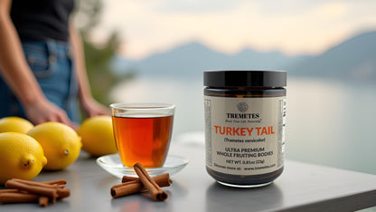 Turkey Tail Mushroom Fruiting Body – Lab-Verified 41.2% Beta-Glucans for Tea | Amber Glass Jar