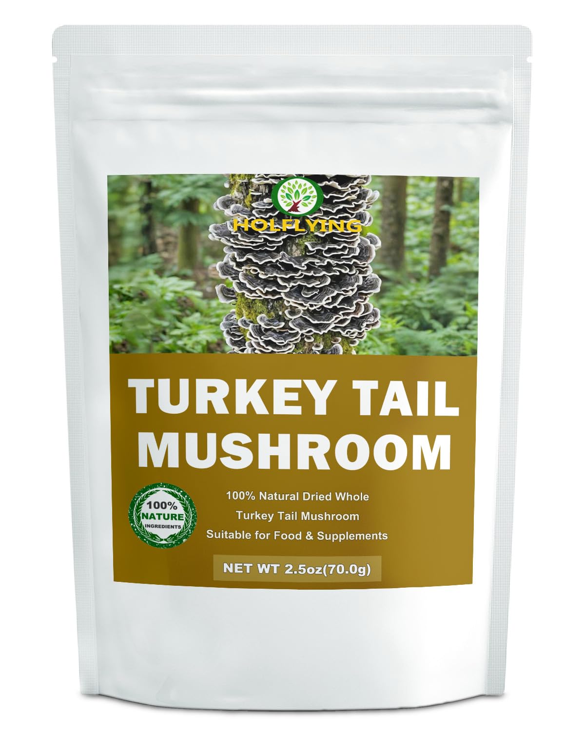 Dried Whole Turkey Tail Mushrooms - 2.5 oz, All-Natural Turkey Tail Mushrooms for Cooking, Soup, Tea and Vegan Recipes, No Additives, No GMO