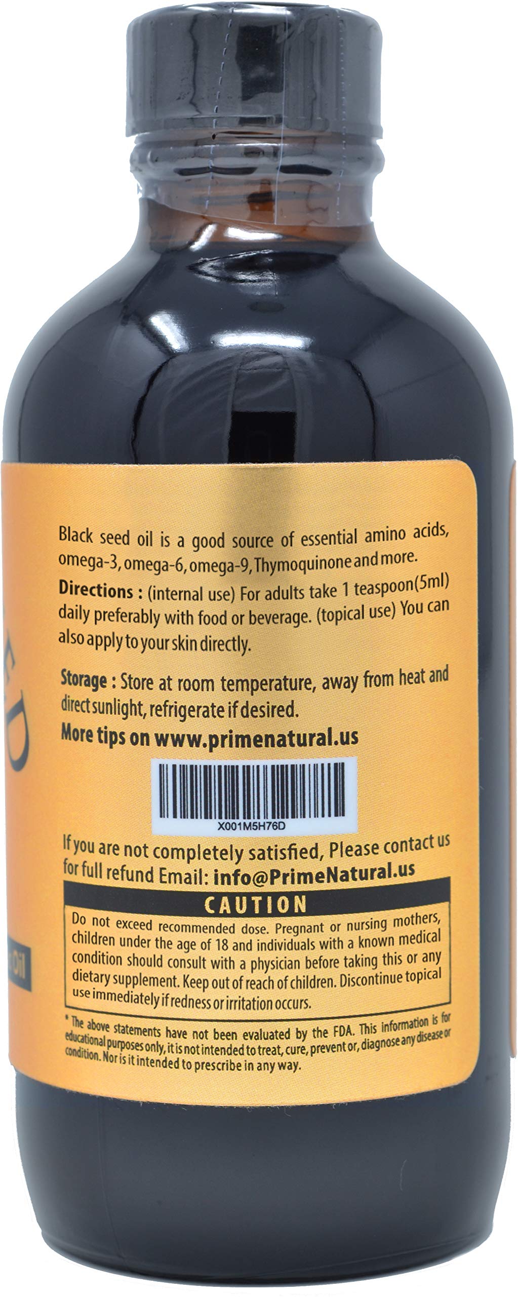 Prime Natural Organic Black Seed Oil 4oz – Cold Pressed, 1.7% Thymoquinone, USDA Organic, Turkish Origin