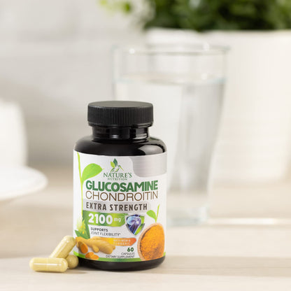 Glucosamine Chondroitin MSM 2100mg – 3x Strength Joint Support with Turmeric & Boswellia