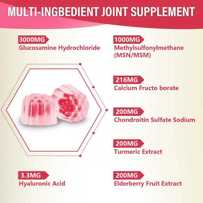 1 Pack 3000MG Glucosamine Chondroitin Gummies – Extra Strength Joint Health, MSM & Elderberry | 60 Gummies