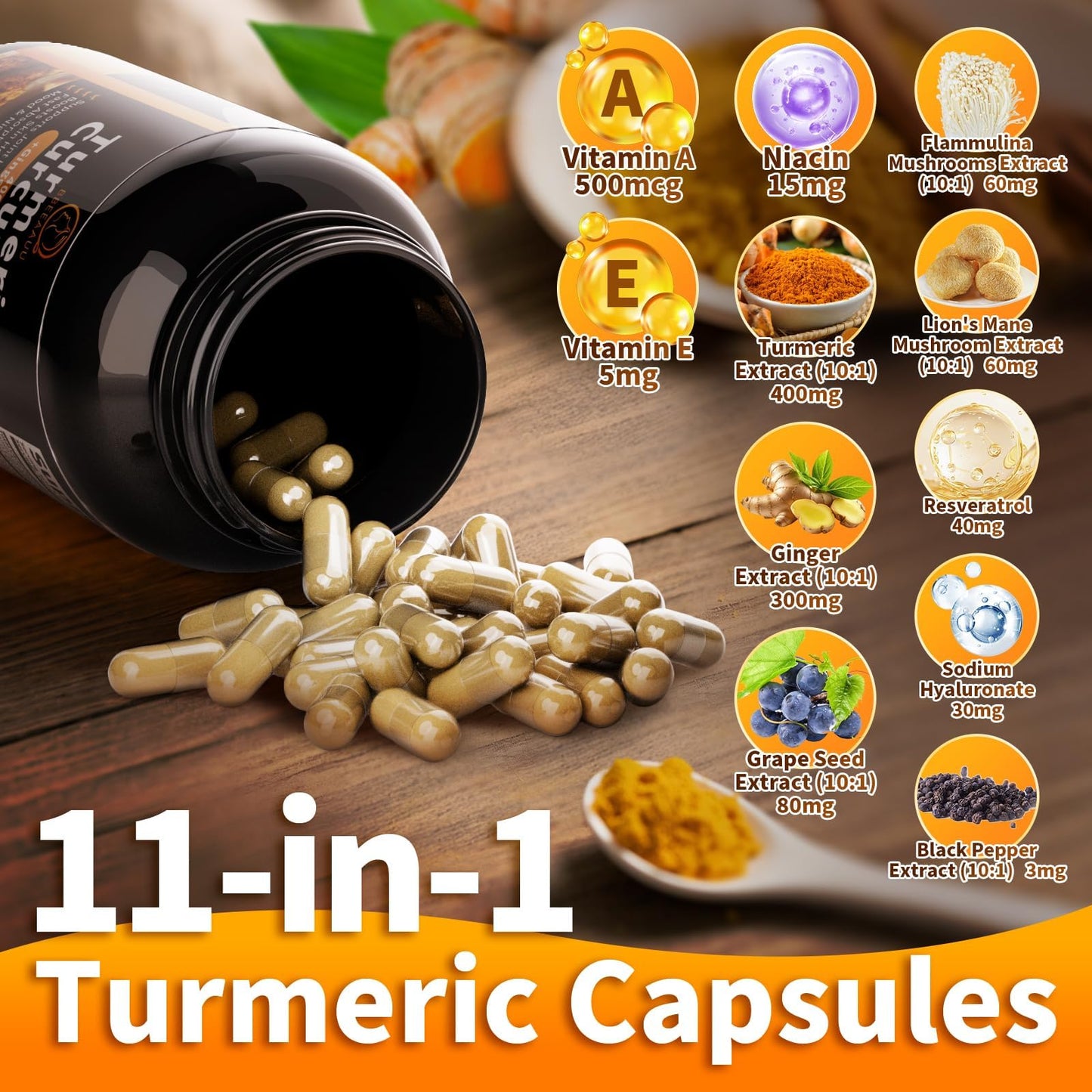 Turmeric Curcumin Supplement – 11-in-1 with Black Pepper | 95% Curcuminoids