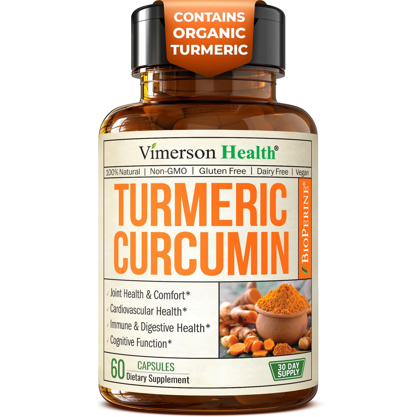 Turmeric Curcumin 1200mg with Black Pepper (95% Curcuminoids) – Joint & Digestive Support