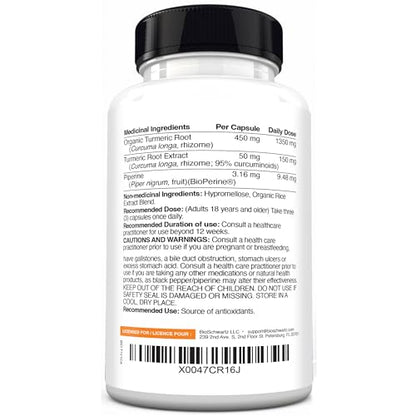 Turmeric Curcumin 1500mg with BioPerine – 95% Curcuminoids, Joint Support