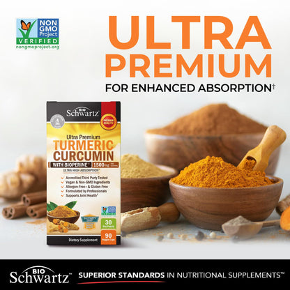 Turmeric Curcumin 1500mg with BioPerine – 90 Vegan Capsules (95% Curcuminoids)