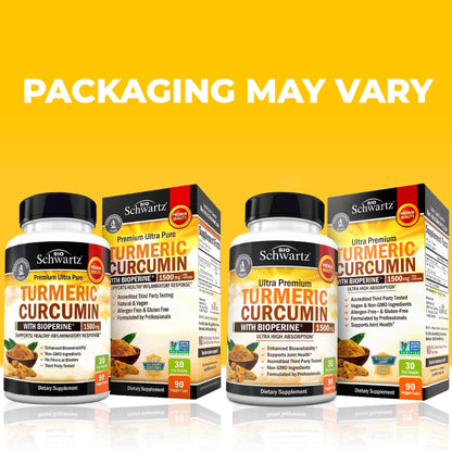Turmeric Curcumin 1500mg with BioPerine – 90 Vegan Capsules (95% Curcuminoids)