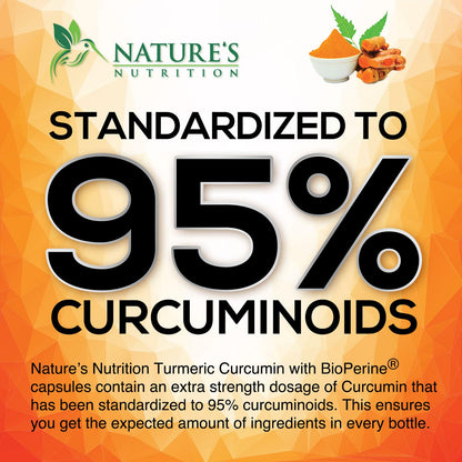 Turmeric Curcumin 1950mg – 95% Curcuminoids, Organic Turmeric & Ginger, BioPerine | 240 Capsules