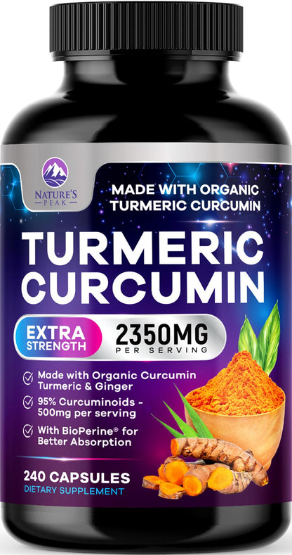 Turmeric Curcumin 2350mg with BioPerine - 240 Vegan Capsules | Joint & Immune Support