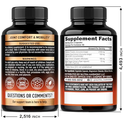 Turmeric Curcumin 2365mg with Ginger & Black Pepper – 120 Capsules – Made in USA