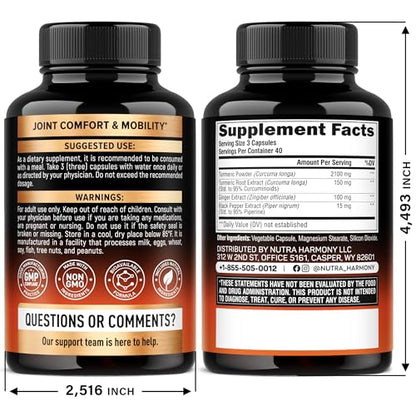 Turmeric Curcumin 2365mg with Ginger & Black Pepper – 120 Capsules – Made in USA