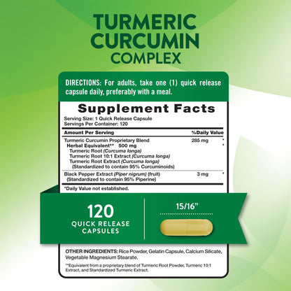Nature's Truth Turmeric Curcumin 500mg – 120 Capsules | Black Pepper | Non-GMO & Gluten Free