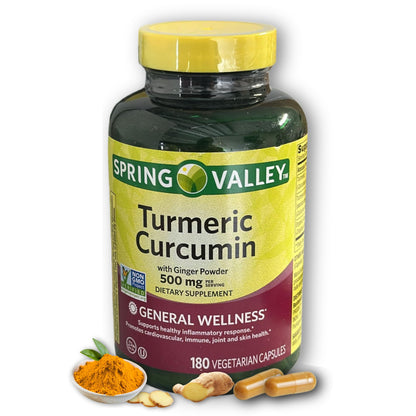 Turmeric Curcumin 500mg with Black Pepper - Vegetarian Capsules, 180ct