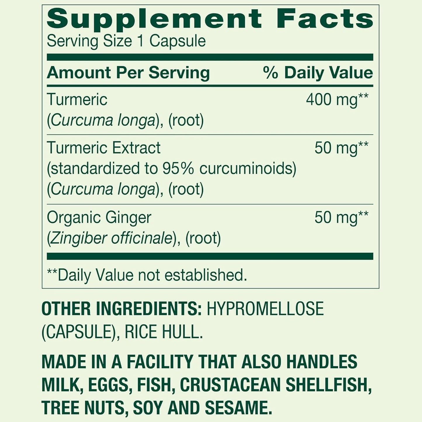 Spring Valley Turmeric Curcumin 500 mg with Ginger – 250 Vegetarian Capsules