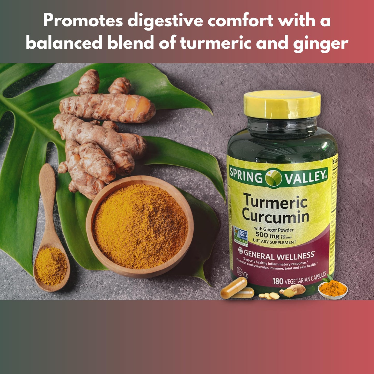Turmeric Curcumin 500mg with Black Pepper - Vegetarian Capsules, 180ct