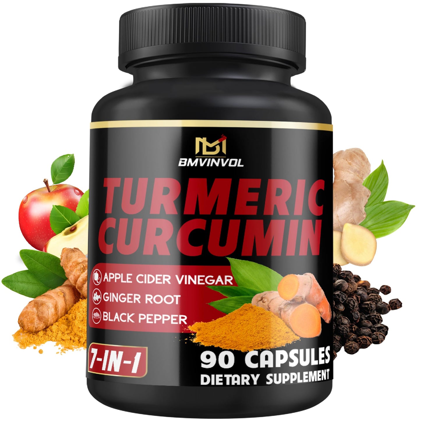 Turmeric Curcumin 95% Curcuminoids + Ginger & Black Pepper – 90 Count (3-Month Supply)
