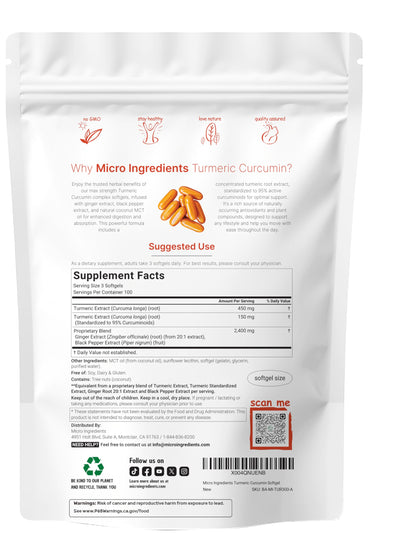 Turmeric Curcumin 3000mg with Black Pepper & Ginger – 300 Softgels | 95% Curcuminoids | Non-GMO