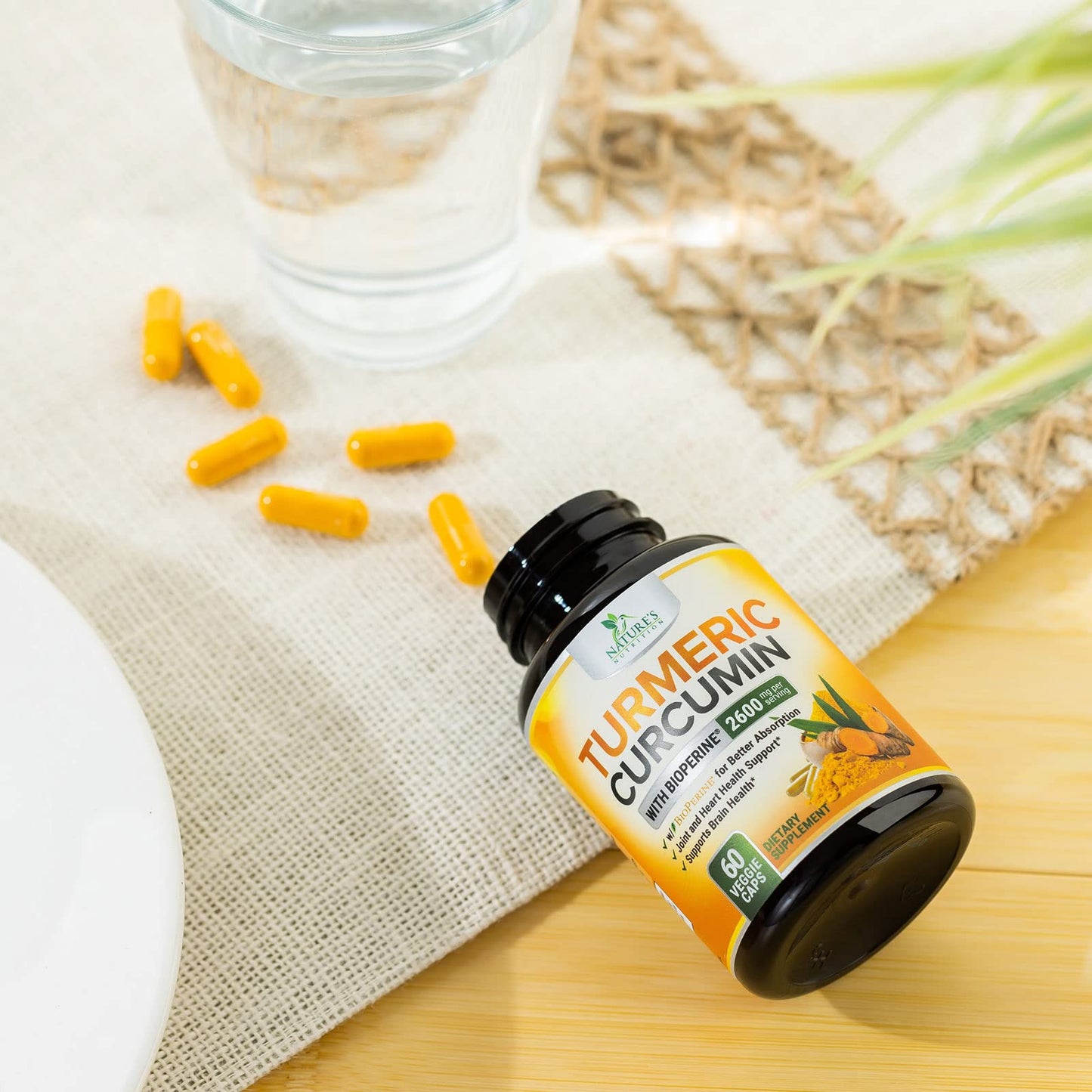 Turmeric Curcumin 2600mg with BioPerine – 95% Curcuminoids | Organic Turmeric, Vegan, Non-GMO | 60 Capsules | Made in USA
