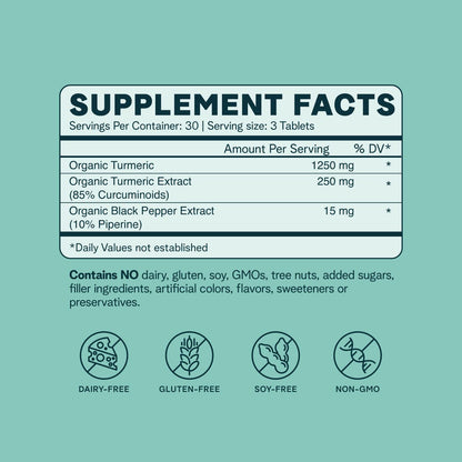Ora Organic Turmeric Curcumin with Piperine – 90 Vegan Tablets | Joint & Heart Health