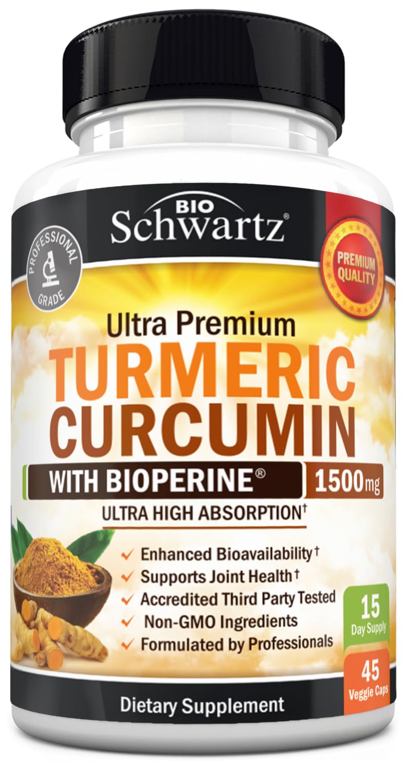 Turmeric Curcumin 1500mg with BioPerine – 45 Vegan Capsules, 95% Curcuminoids