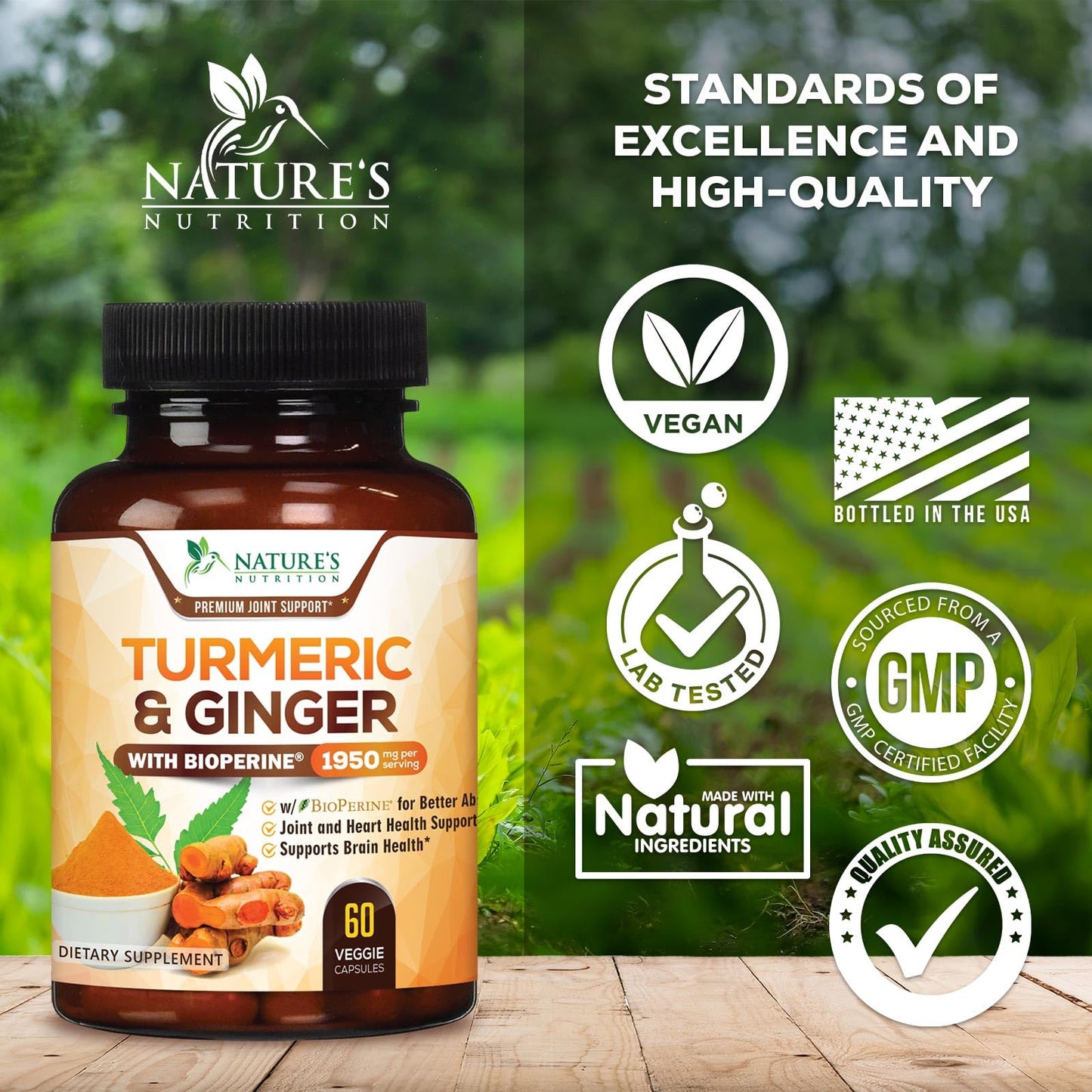 Turmeric Curcumin 1950mg with Bioperine – 60 Capsules