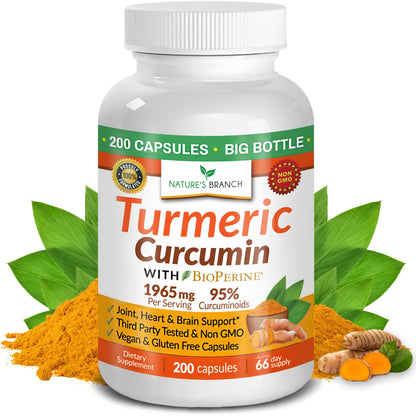 Turmeric Curcumin with Black Pepper – Organic, 1965mg, 200 Capsules