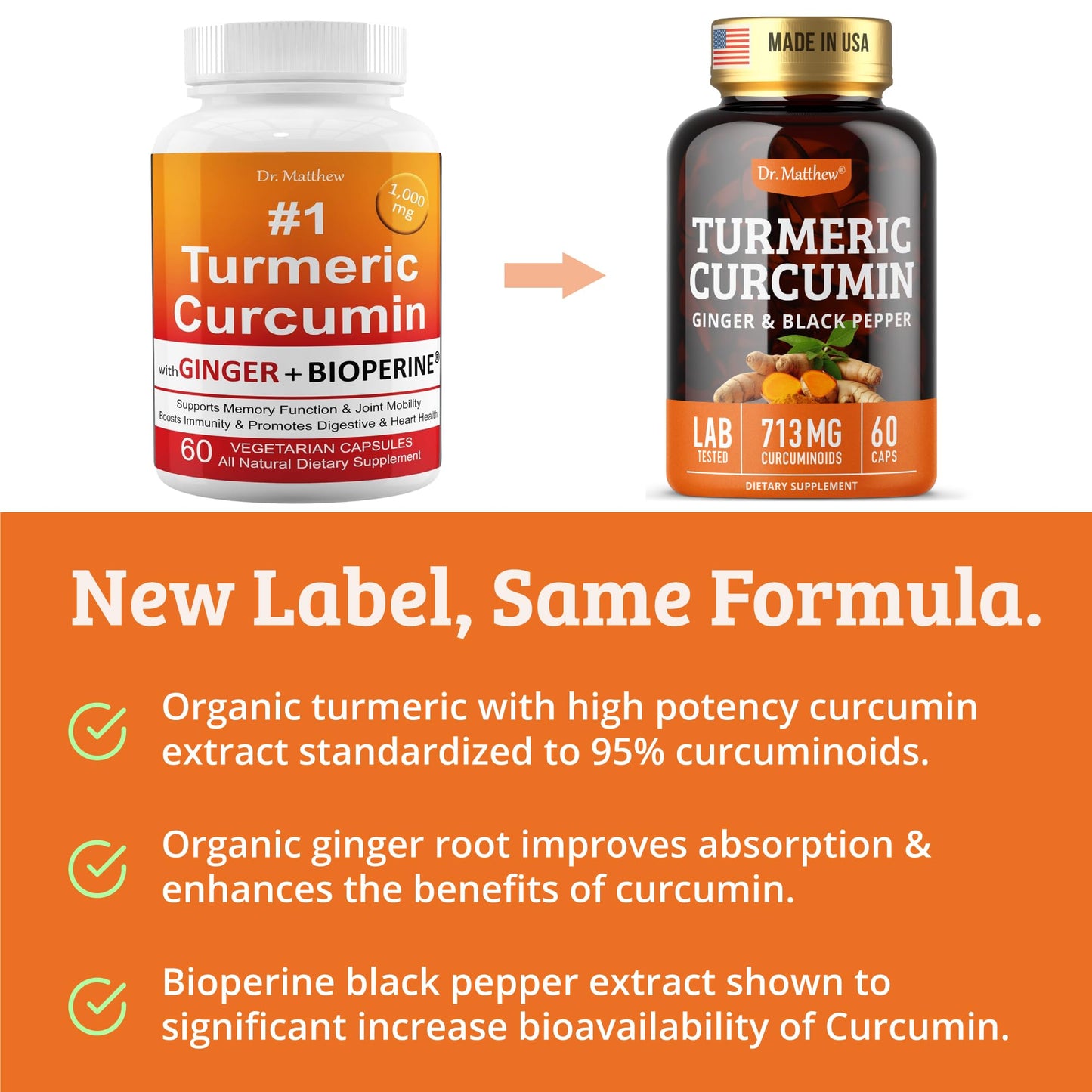 Turmeric Curcumin with Black Pepper 1000mg – 60 Capsules | 15X Absorption