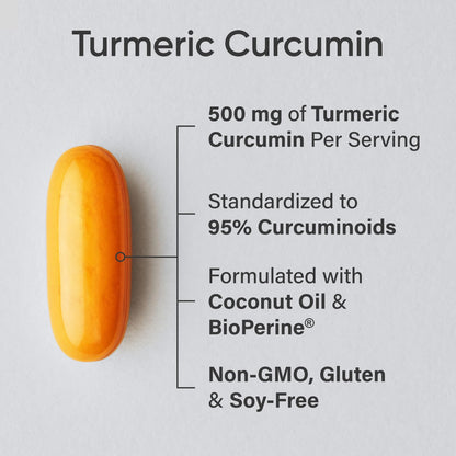 Sports Research Turmeric Curcumin C3 Complex with BioPerine - 60 Softgels, 95% Curcuminoids