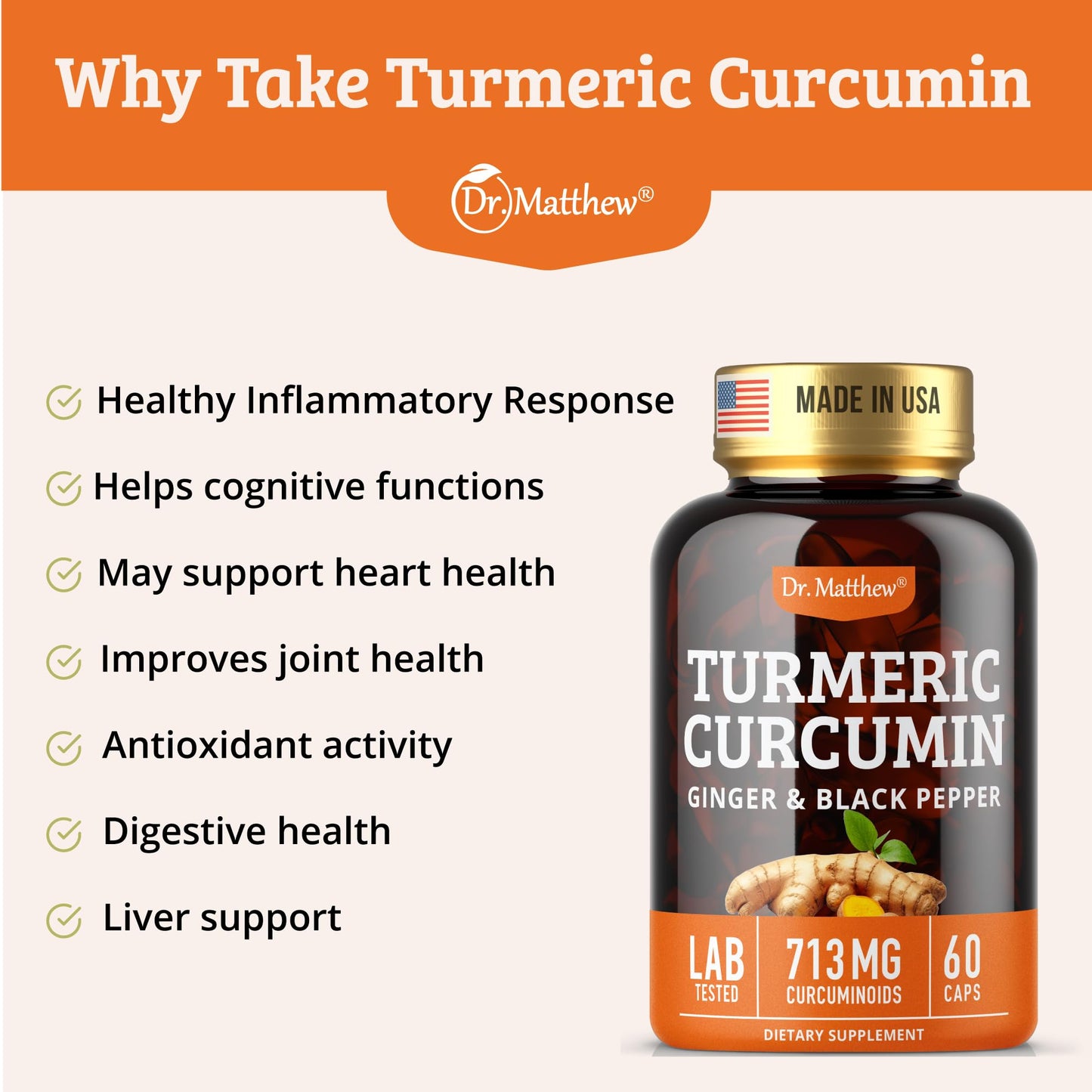 Turmeric Curcumin with Black Pepper 1000mg – 60 Capsules | 15X Absorption