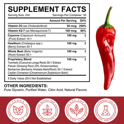 Cayenne Pepper Drops Liquid 2-Pack with Turmeric Curcumin & Ginseng (4 oz)