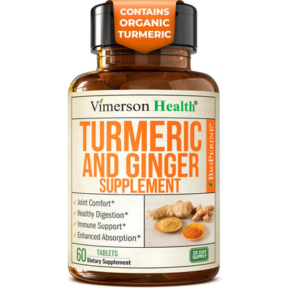 Turmeric Curcumin with Ginger for Joint and Digestive Health | Bioperine | 60 Tablets