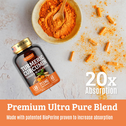 Turmeric Curcumin with Black Pepper 1000mg – 60 Capsules | 15X Absorption
