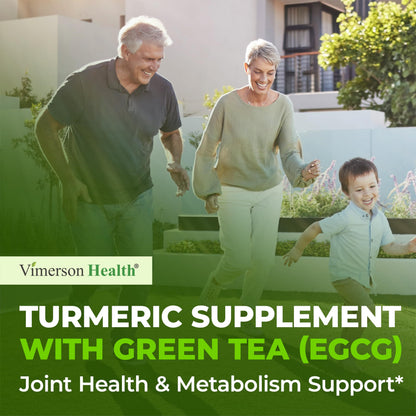 Turmeric Curcumin with Green Tea & Vitamin C – Joint Health, Energy | 60 Capsules | Gluten-Free & Non-GMO