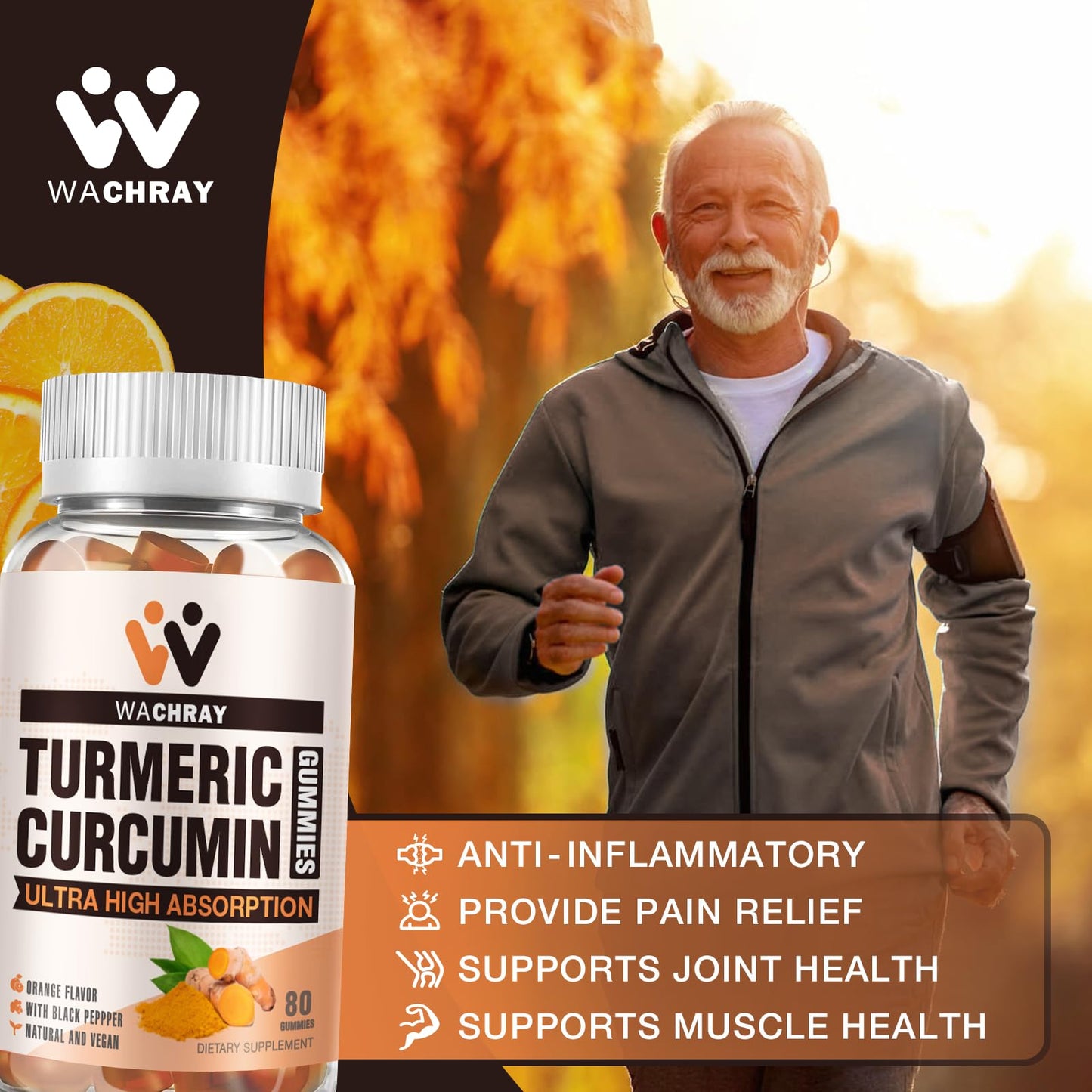 Turmeric Curcumin Gummies with Ginger & Black Pepper – 2 Pack (Vegan, Gelatin-Free)
