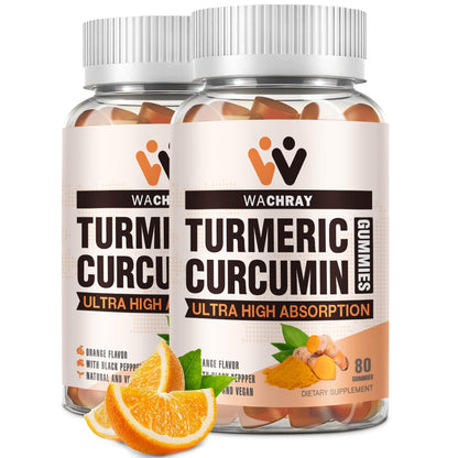 Turmeric Curcumin Gummies with Ginger & Black Pepper – 2 Pack (Vegan, Gelatin-Free)