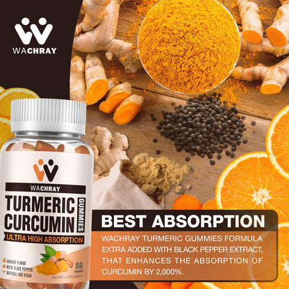 Turmeric Curcumin Gummies with Ginger & Black Pepper – 3 Pack (Vegan, Organic, Gelatin-Free)